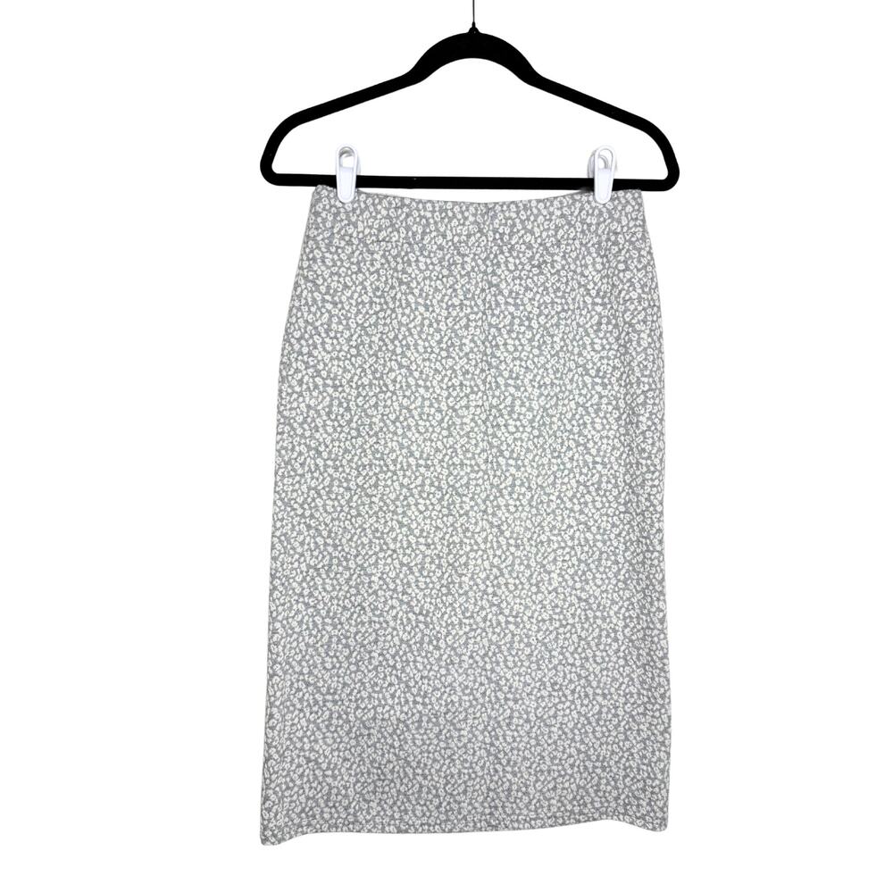 Loft Leopard Animal Print Pull On Midi Pencil Skirt Size Small Gray Workwear New